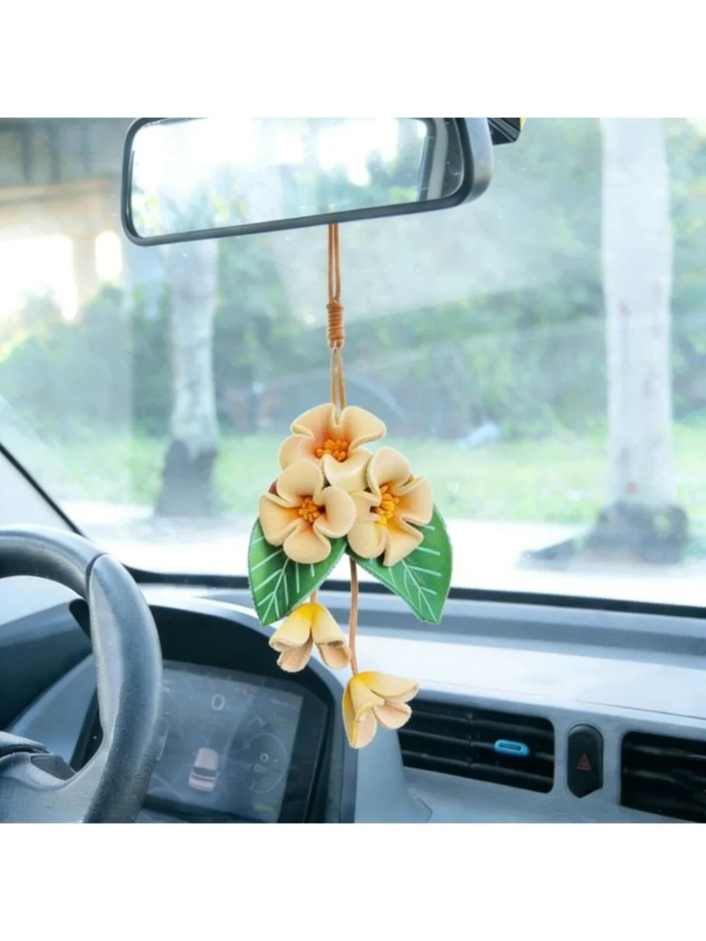 Boho Genuine Leather Flower Keychain | Cute Handbag & Purse Charms for Women